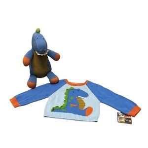 NWT Zubels Dinosaur Sweater & Stuffie Set